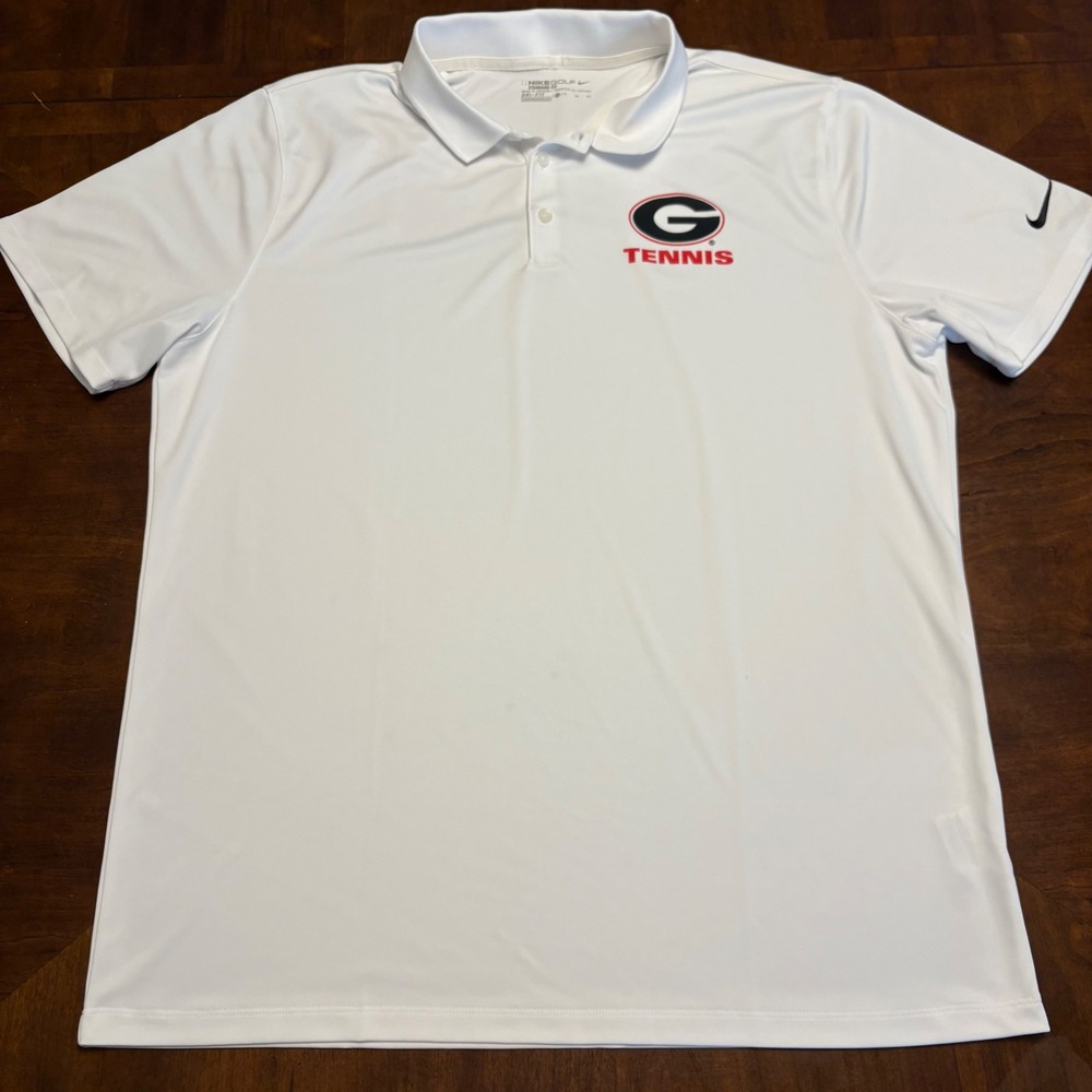 Nike Golf Polo Shirt Mens XL White Georgia Bulldogs Tennis Dri-FIT Short Sleeve